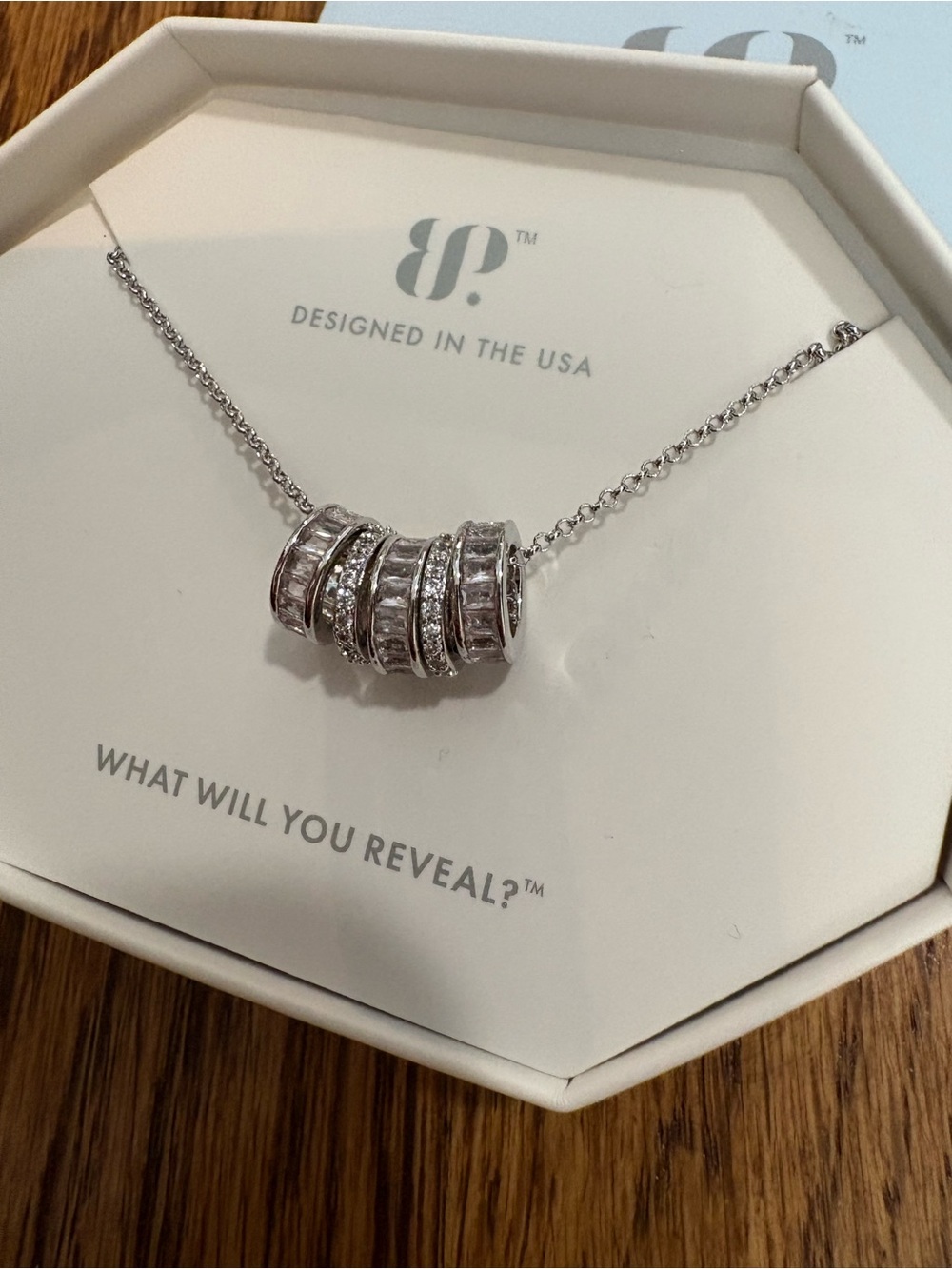BP Designed in the USA Crystal Ring Pendant Necklace - Silver